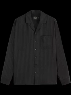 Clearance Scotch & Soda Relaxed fit jacquard sateen shirt Black