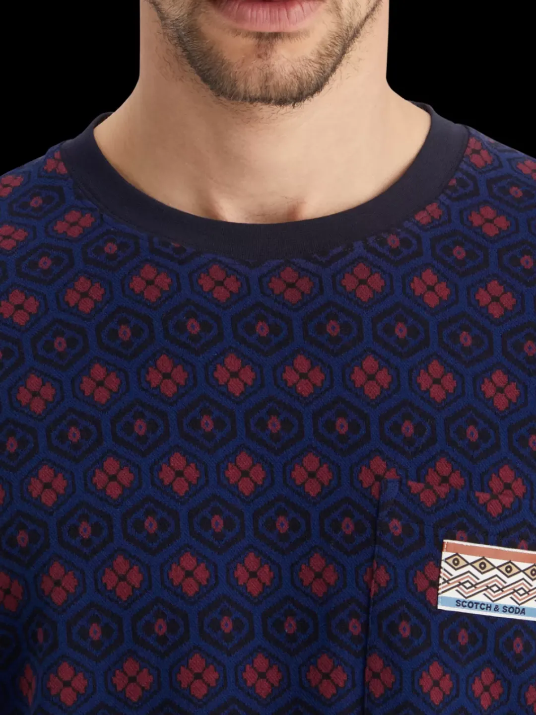 Outlet Scotch & Soda Relaxed fit jacquard t-shirt NightBookcoverDitsy
