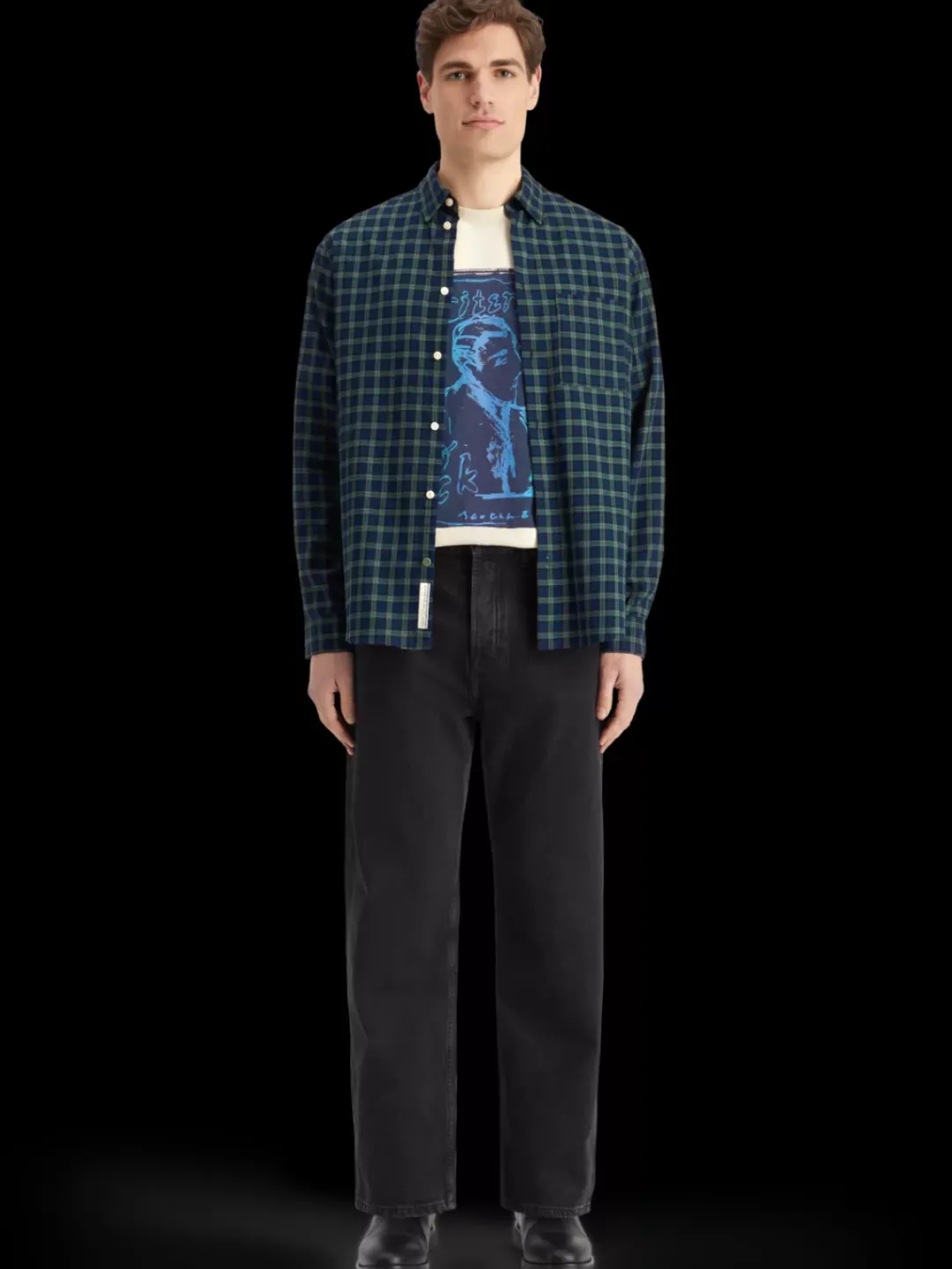 Online Scotch & Soda Relaxed fit lightweight flannel check shirt GreenCheck