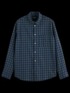 Online Scotch & Soda Relaxed fit lightweight flannel check shirt GreenCheck