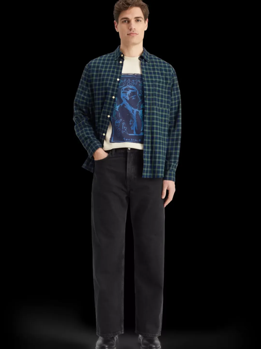 Online Scotch & Soda Relaxed fit lightweight flannel check shirt GreenCheck
