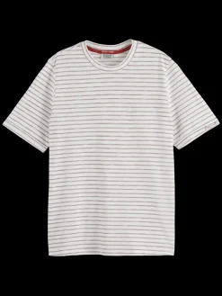 Outlet Scotch & Soda RELAXED FIT LUREX STRIPE T-SHIRT White