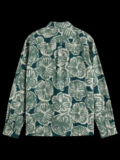 Clearance Scotch & Soda RELAXED FIT SEERSUCKER AOP SHIRT BlackFlowerAOP