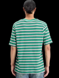 Outlet Scotch & Soda RELAXED FIT STRUCTURE STRIPE T-SHIRT GreenWhiteMultiStripe