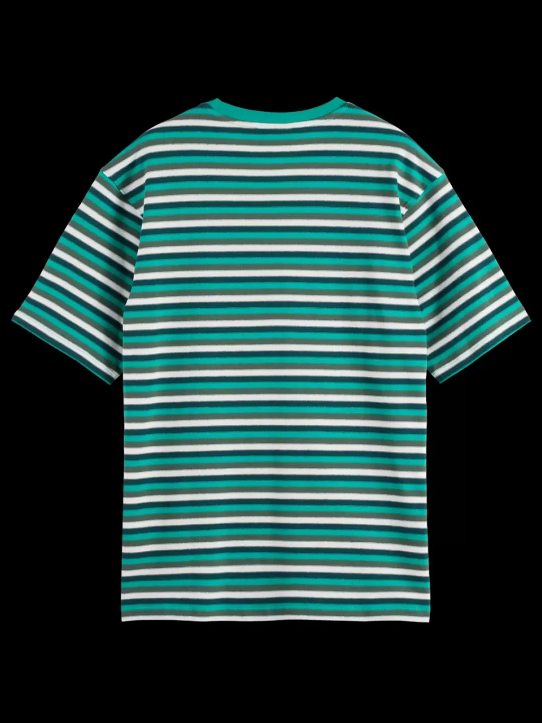 Outlet Scotch & Soda RELAXED FIT STRUCTURE STRIPE T-SHIRT GreenWhiteMultiStripe