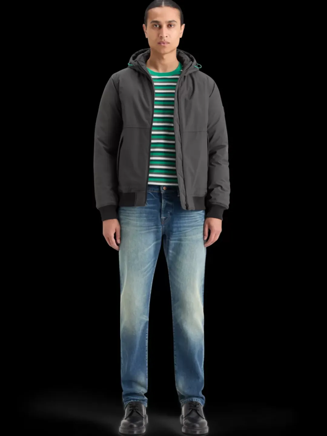 Outlet Scotch & Soda RELAXED FIT STRUCTURE STRIPE T-SHIRT GreenWhiteMultiStripe