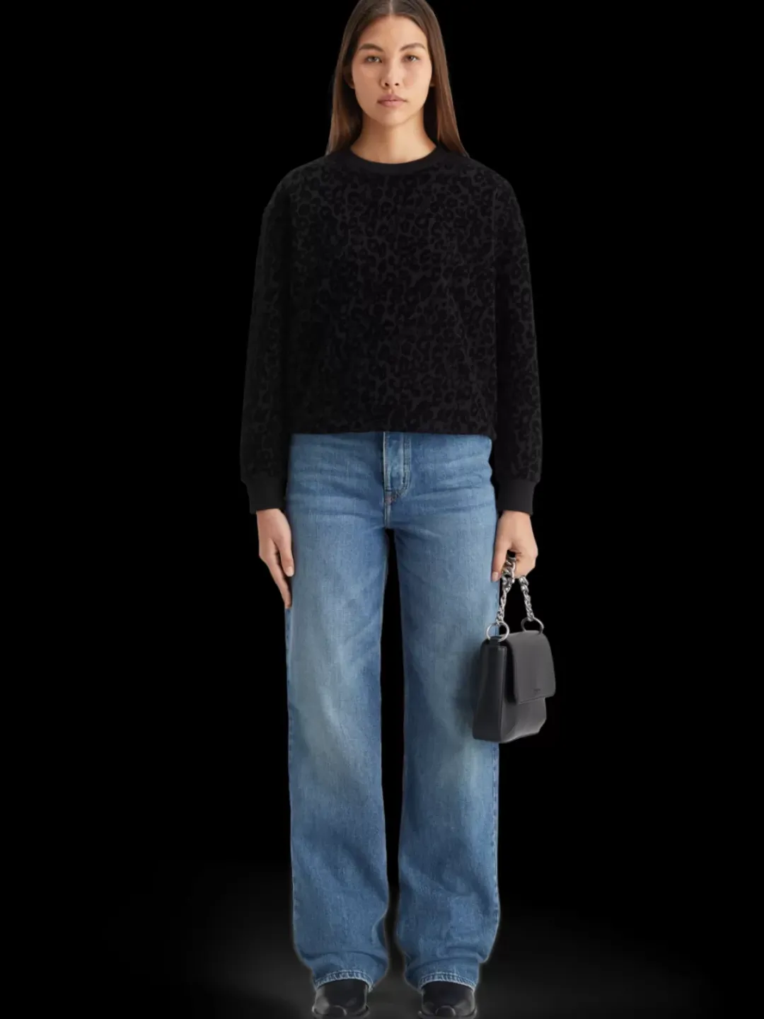 Best Scotch & Soda Relaxed fit sweatshirt with flock artwork EveningBlack