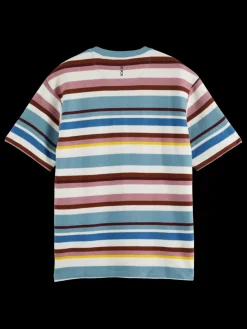 Online Scotch & Soda Relaxed fit textured striped t-shirt MultiStripe