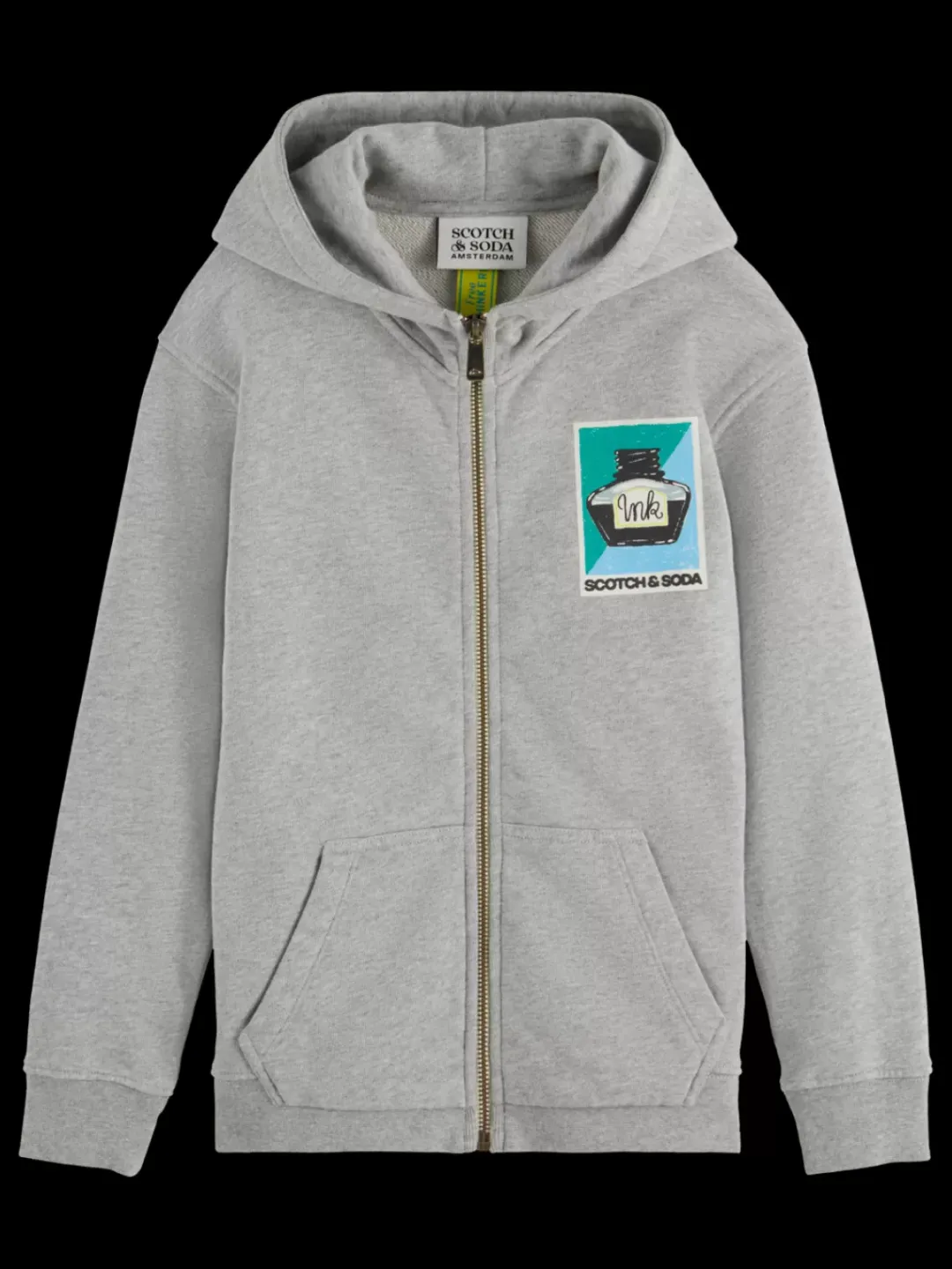 Hot Scotch & Soda RELAXED-FIT ARTWORK ZIP-THROUGH HOODIE GreyMelange