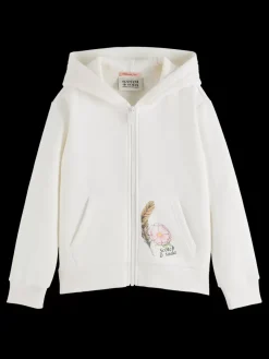 Discount Scotch & Soda RELAXED-FIT ZIP-THROUGH HOODIE WITH ARTWORKS OffWhite
