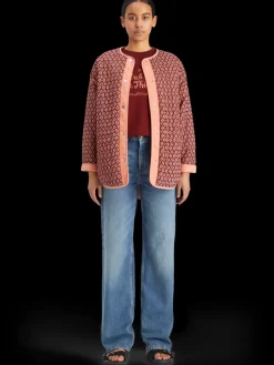 Online Scotch & Soda Reversible blockprint liner jacket GeoFlowerBordeaux