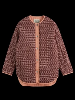 Online Scotch & Soda Reversible blockprint liner jacket GeoFlowerBordeaux