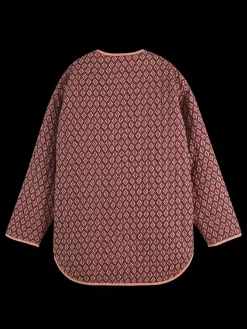 Online Scotch & Soda Reversible blockprint liner jacket GeoFlowerBordeaux