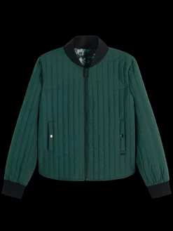 Clearance Scotch & Soda Reversible quilted bomber AmsterdamGreen/NieuwBlossomprint