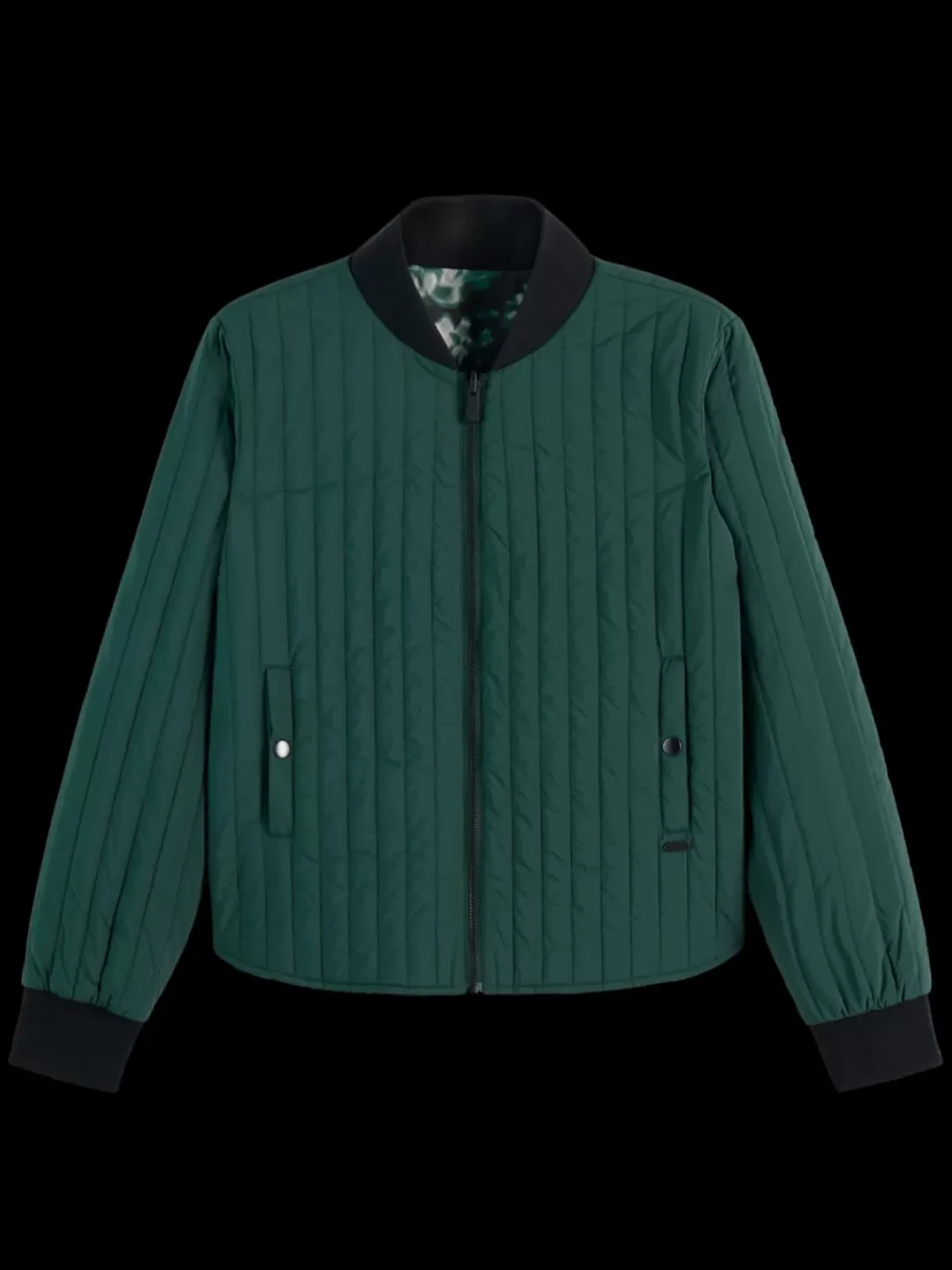 Clearance Scotch & Soda Reversible quilted bomber AmsterdamGreen/NieuwBlossomprint
