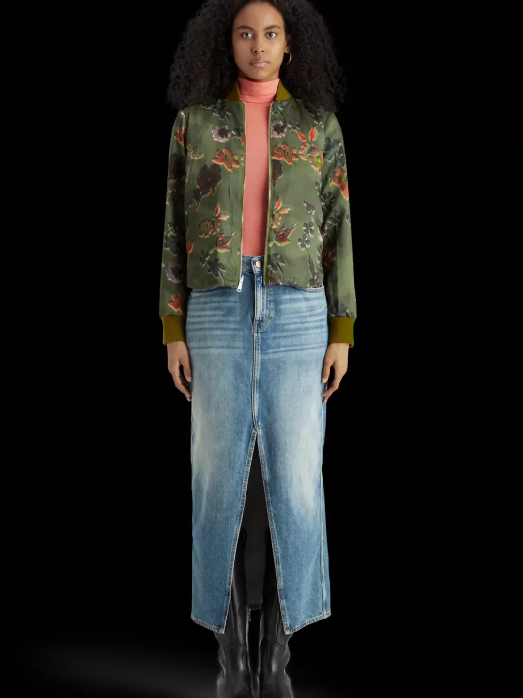 Online Scotch & Soda Reversible vertical quilt bomber WashedMilitary