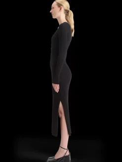 Outlet Scotch & Soda RIBBED KNITTED MIDI DRESS EveningBlack