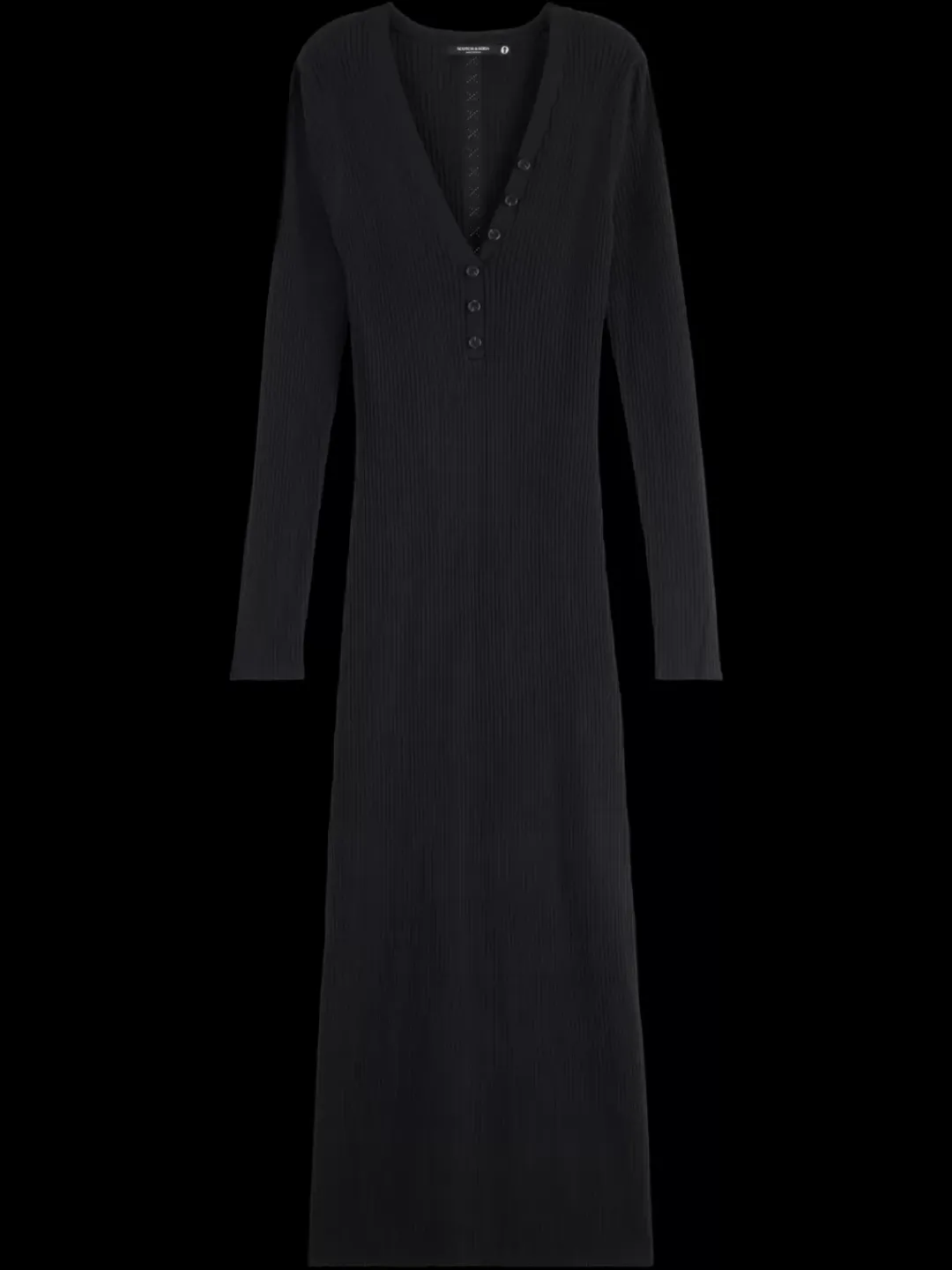 Outlet Scotch & Soda RIBBED KNITTED MIDI DRESS EveningBlack