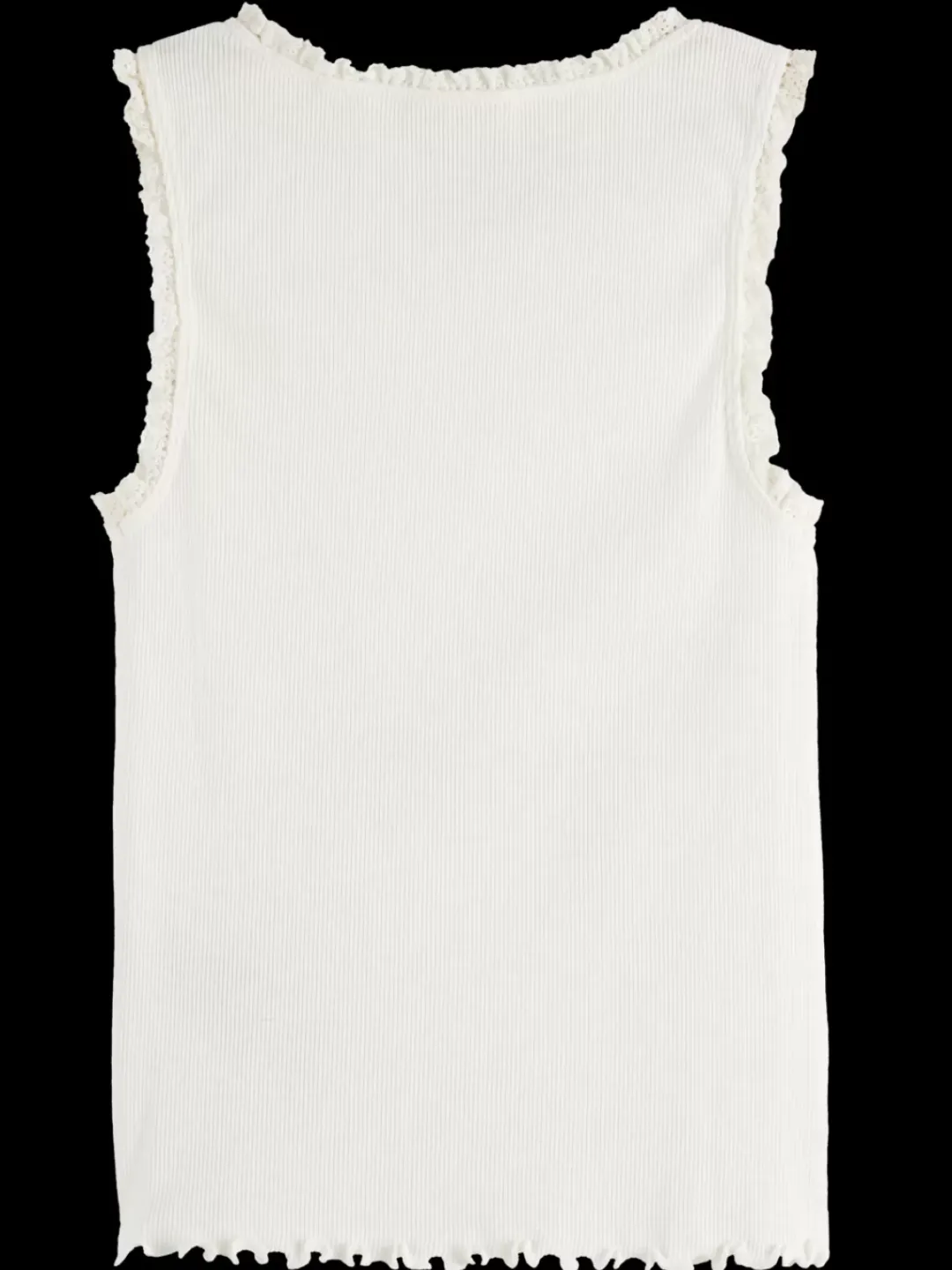 New Scotch & Soda RIBBED TANK WITH LITTLE RUFFLE OffWhite