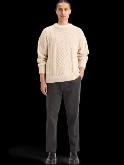 New Scotch & Soda ROUND NECK EXTRA DROPPED SHOULDER CHENILLE CABLE SWEATER Parchment
