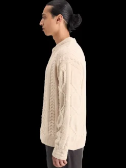 New Scotch & Soda ROUND NECK EXTRA DROPPED SHOULDER CHENILLE CABLE SWEATER Parchment