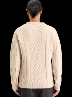 New Scotch & Soda ROUND NECK EXTRA DROPPED SHOULDER CHENILLE CABLE SWEATER Parchment