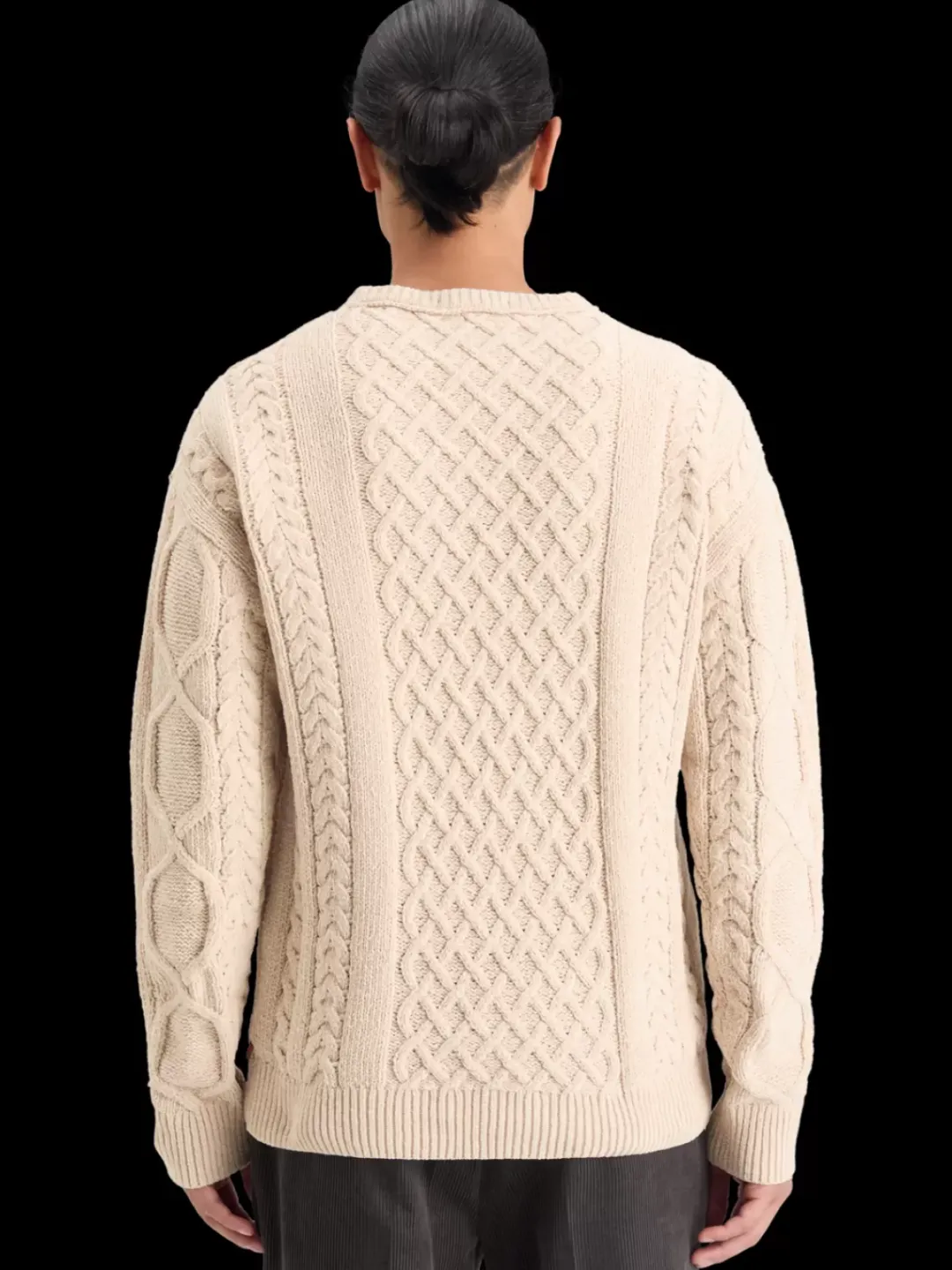 New Scotch & Soda ROUND NECK EXTRA DROPPED SHOULDER CHENILLE CABLE SWEATER Parchment