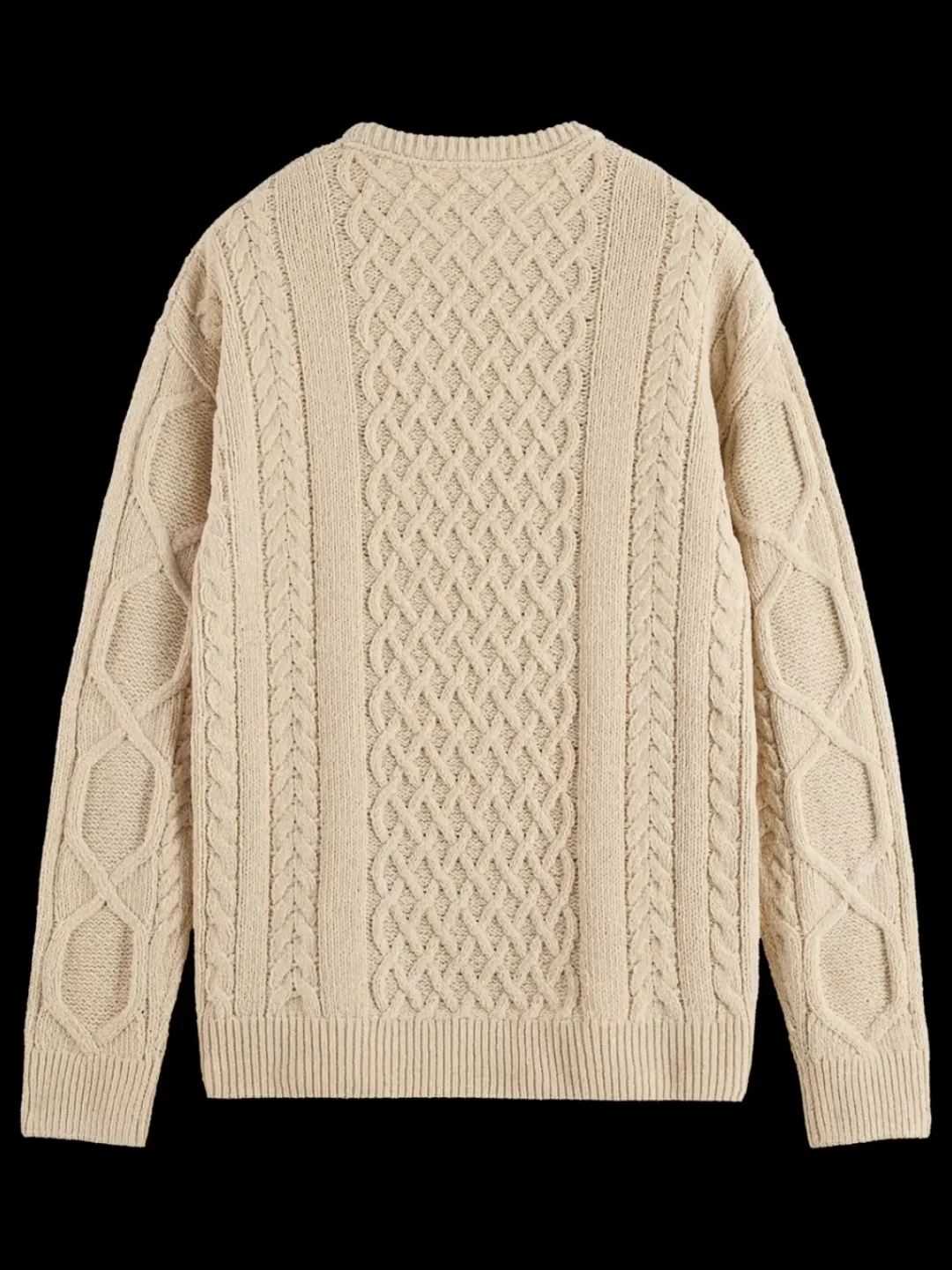 New Scotch & Soda ROUND NECK EXTRA DROPPED SHOULDER CHENILLE CABLE SWEATER Parchment