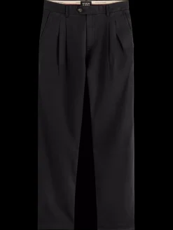 Fashion Scotch & Soda Seasonal - straight fit garment-dyed pleated chino Black