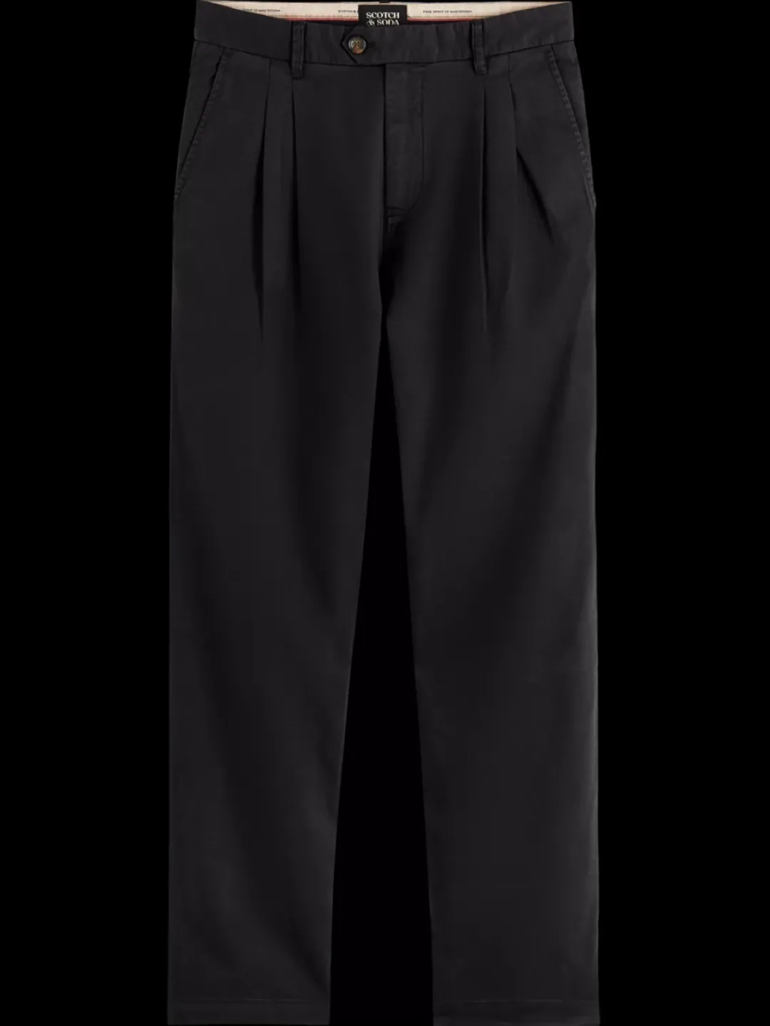 Fashion Scotch & Soda Seasonal - straight fit garment-dyed pleated chino Black
