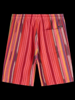 Outlet Scotch & Soda Seasonal- striped cotton-oxford bermuda short PinkIkat