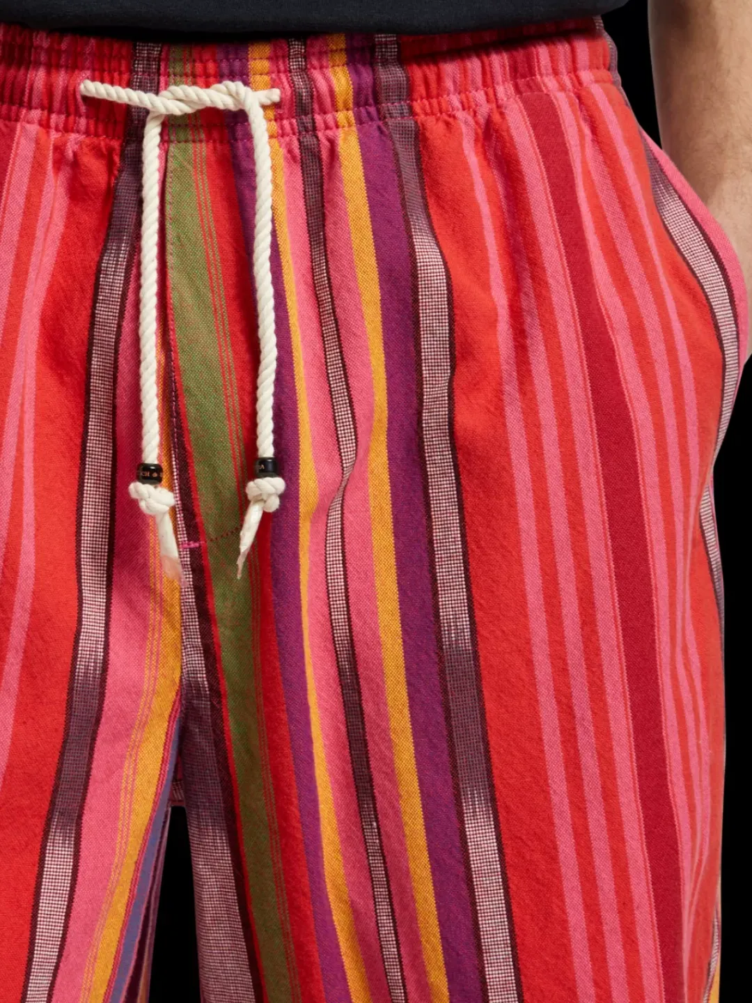Outlet Scotch & Soda Seasonal- striped cotton-oxford bermuda short PinkIkat
