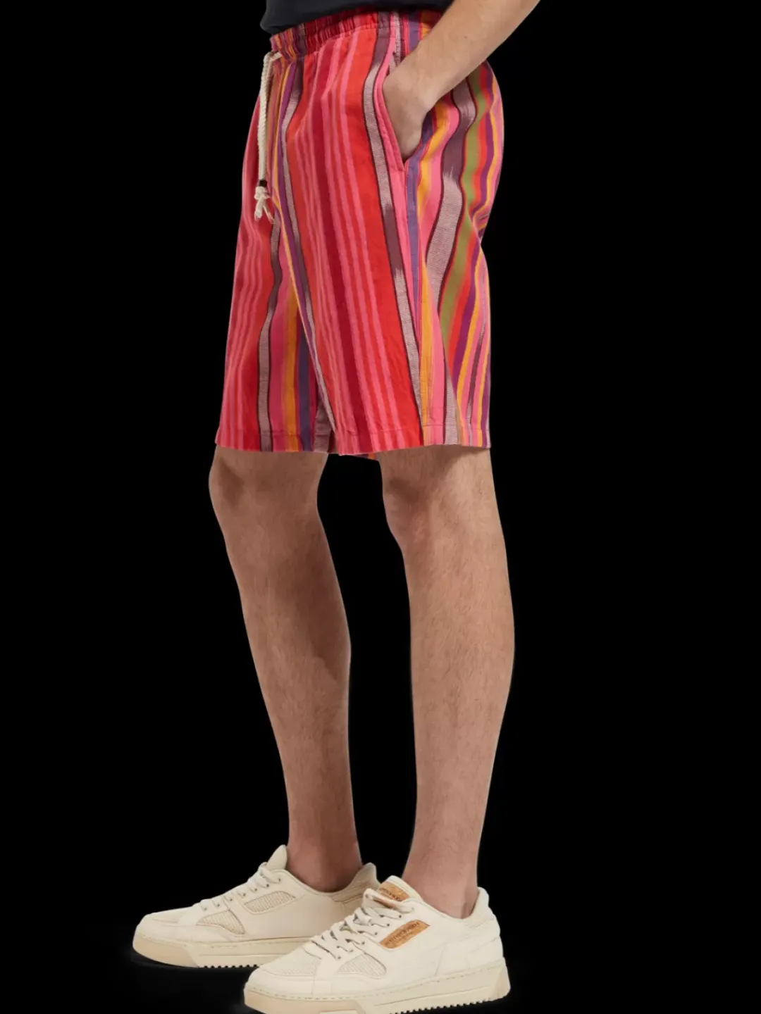 Outlet Scotch & Soda Seasonal- striped cotton-oxford bermuda short PinkIkat