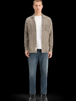 New Scotch & Soda SEERSUCKER WOOL BLEND CHECK SHIRT BrownCheck