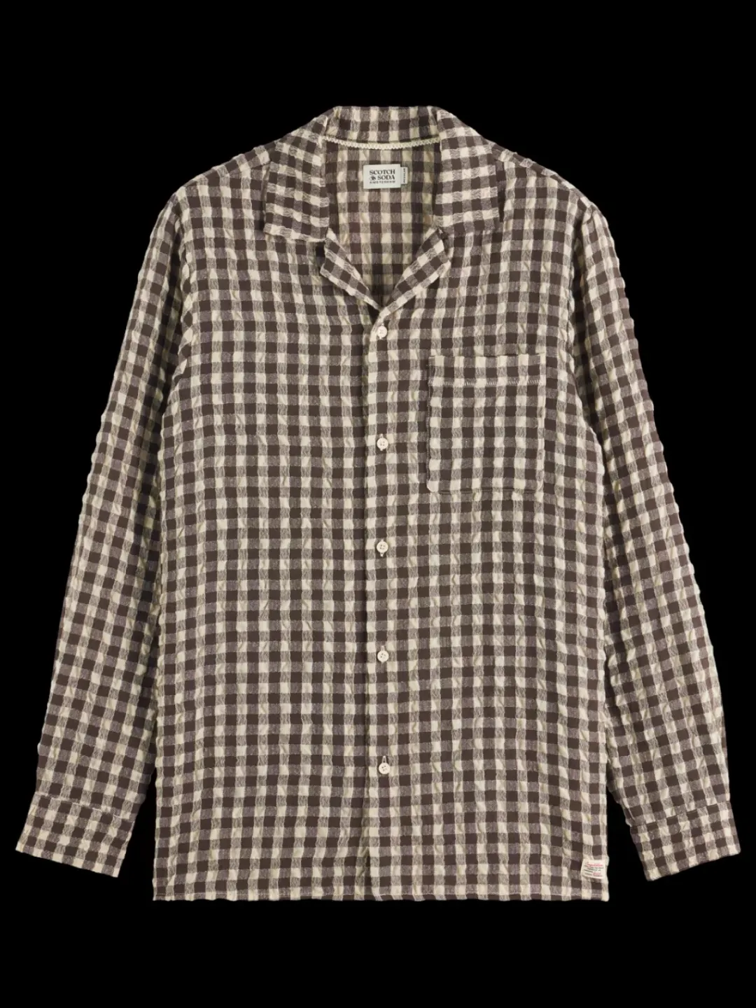 New Scotch & Soda SEERSUCKER WOOL BLEND CHECK SHIRT BrownCheck