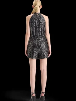 Best Scotch & Soda SEQUIN PLAYSUIT SilverBlackSequins