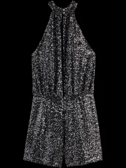 Best Scotch & Soda SEQUIN PLAYSUIT SilverBlackSequins