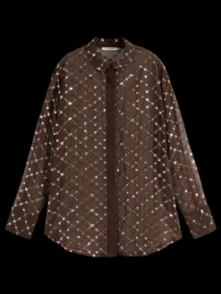 Outlet Scotch & Soda SEQUIN SHIRT Coffee