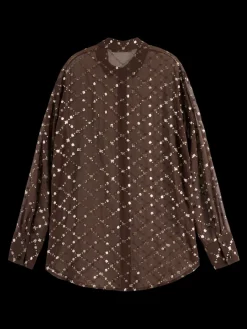 Outlet Scotch & Soda SEQUIN SHIRT Coffee