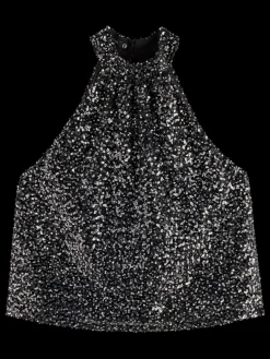 Fashion Scotch & Soda SEQUIN TANK TOP SilverBlackSequins