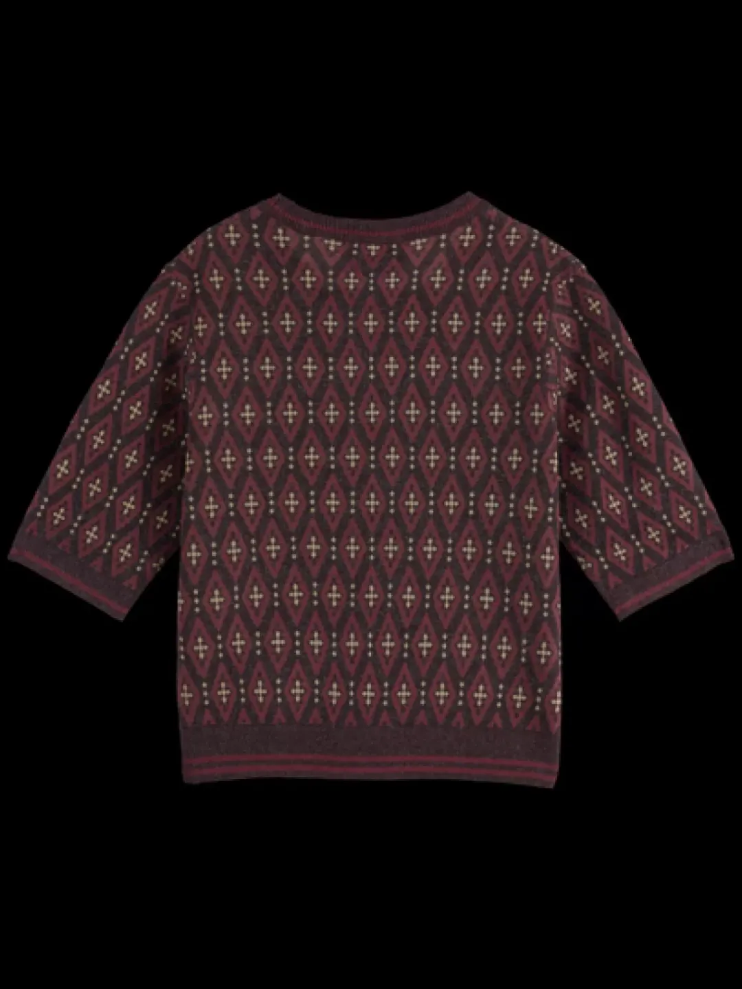 New Scotch & Soda SHORT SLEEVE JACQUARD PULLOVER DarkBordeaux
