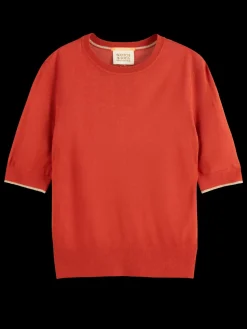 Hot Scotch & Soda SHORT SLEEVED CREW NECK PULLOVER RusticCoral