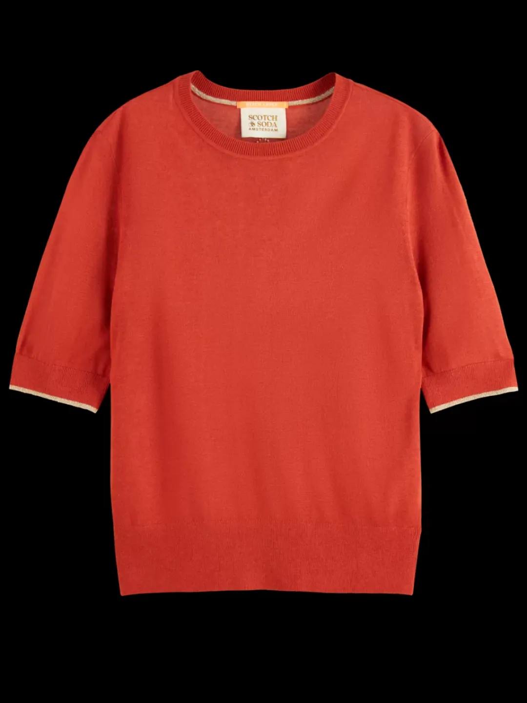 Hot Scotch & Soda SHORT SLEEVED CREW NECK PULLOVER RusticCoral
