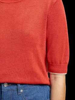 Hot Scotch & Soda SHORT SLEEVED CREW NECK PULLOVER RusticCoral