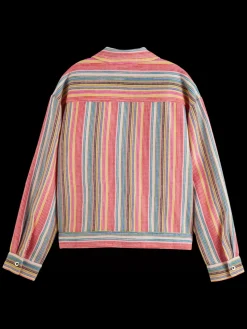 Best Scotch & Soda SHORT TRUCKER JACKET IN MULTI COLOUR STRIPE VibrantStripe