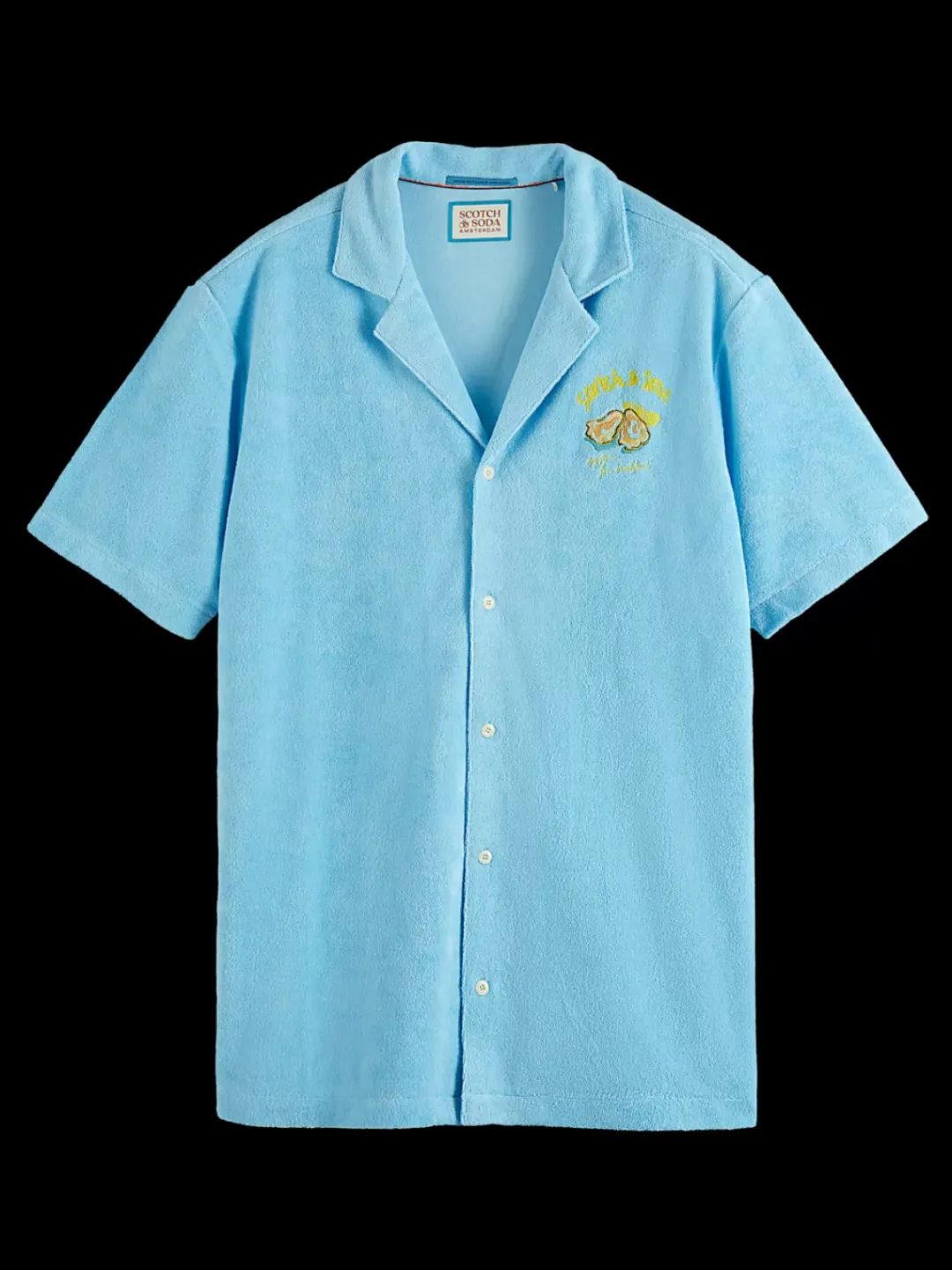 Fashion Scotch & Soda Solid towelling shirt WashedNeonBlue