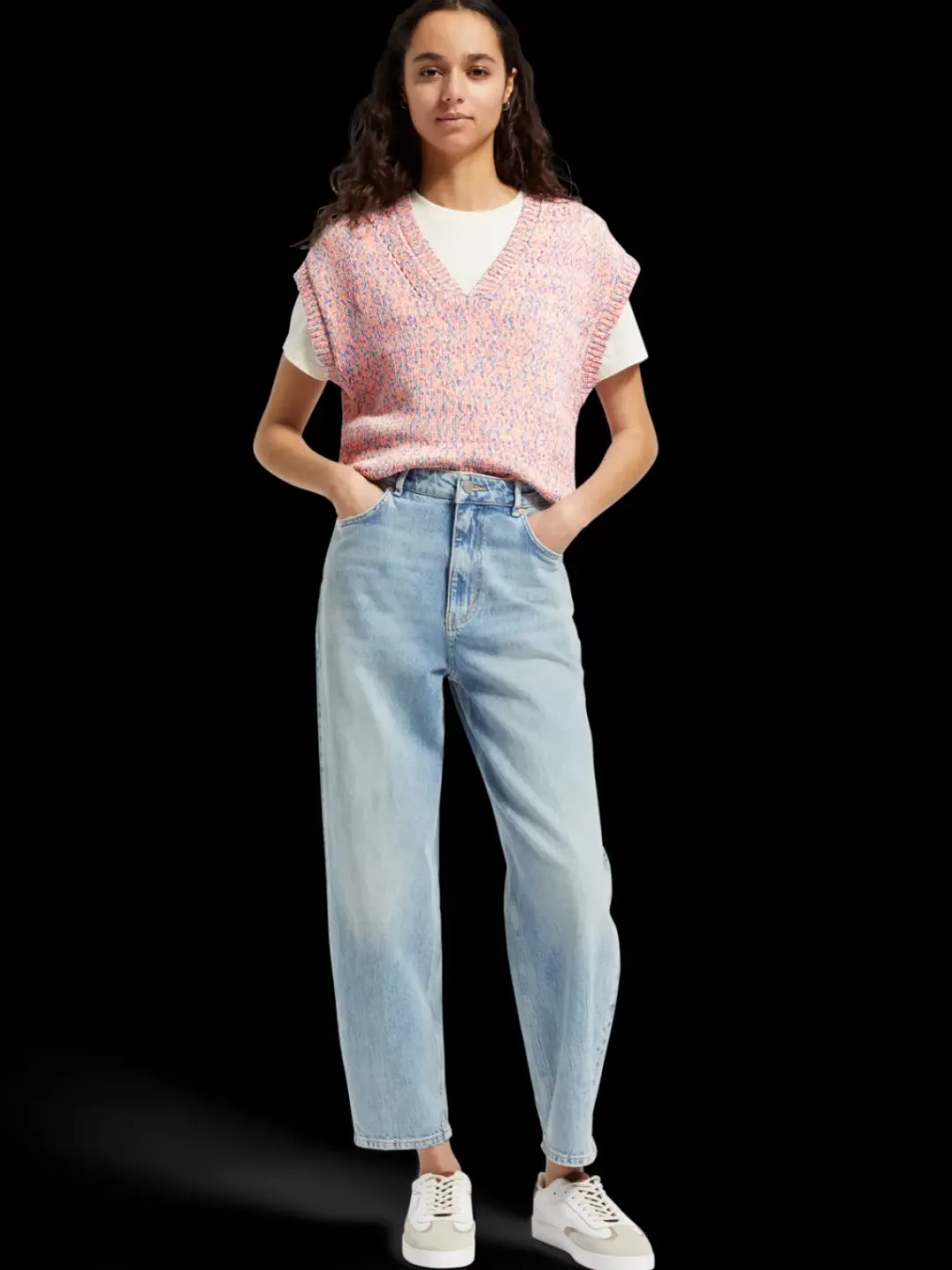 Online Scotch & Soda SPACE DYE V NECK KNITTED TANK PinkSpaceDye