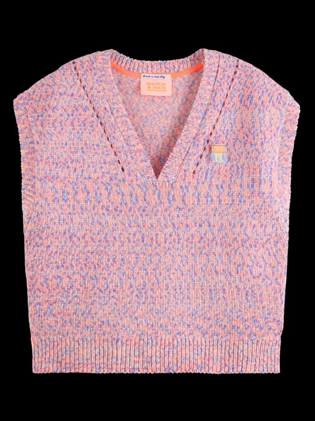 Online Scotch & Soda SPACE DYE V NECK KNITTED TANK PinkSpaceDye