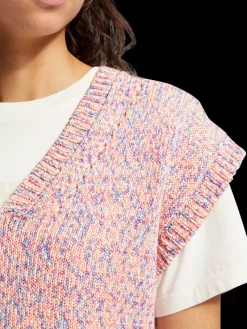 Online Scotch & Soda SPACE DYE V NECK KNITTED TANK PinkSpaceDye