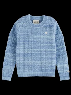 Outlet Scotch & Soda SPACE DYED CABLE KNIT PacificBlueMelange
